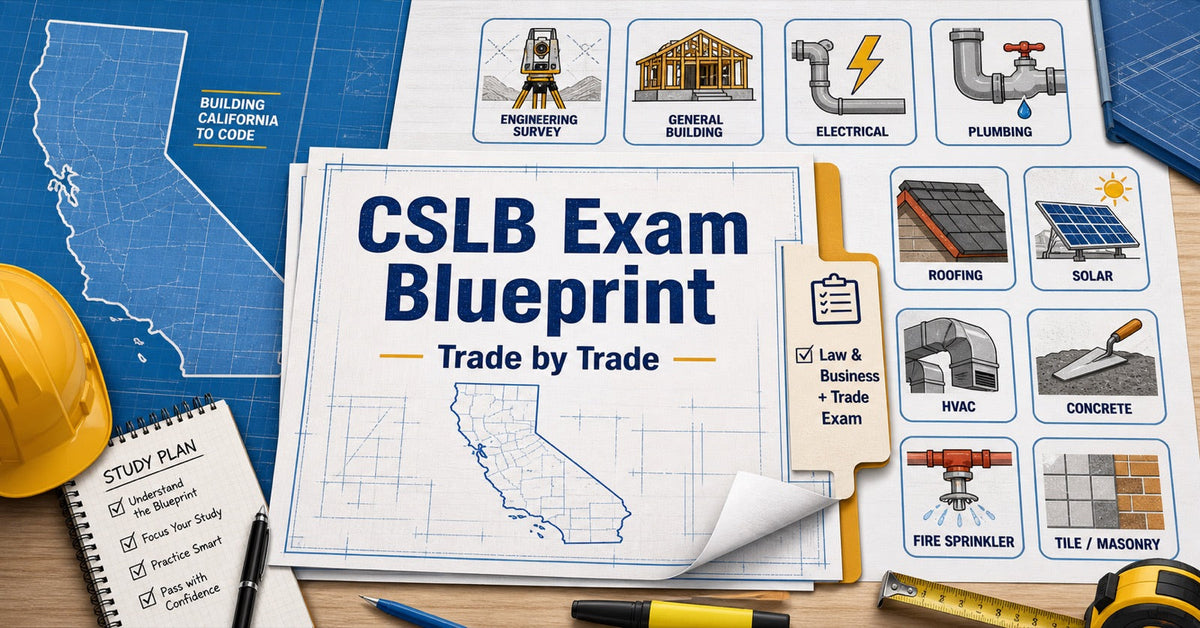 El plan del examen de la CSLB, oficio por oficio: qué se evalúa realmente en cada una de las 26 clasificaciones de contratista de California