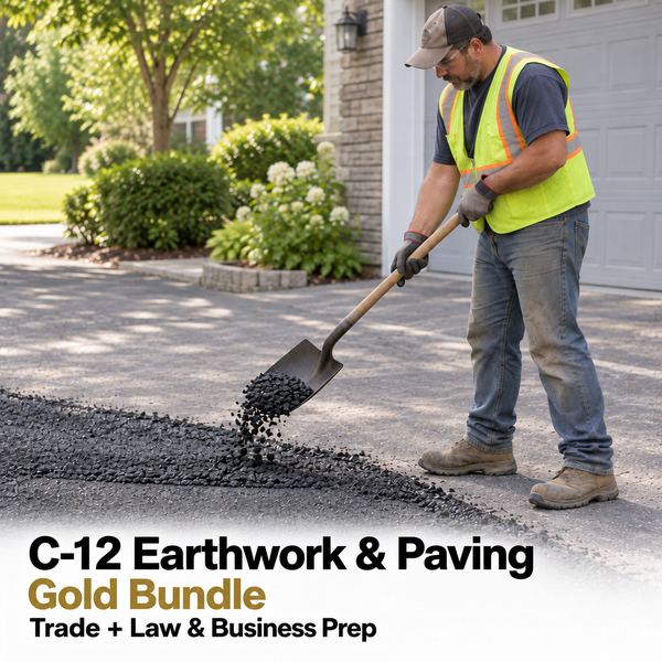CSLB Earthwork and Paving (C-12): Study Guide and Online Practice Exam + Law and Business Study Guide and Online Practice Exam
