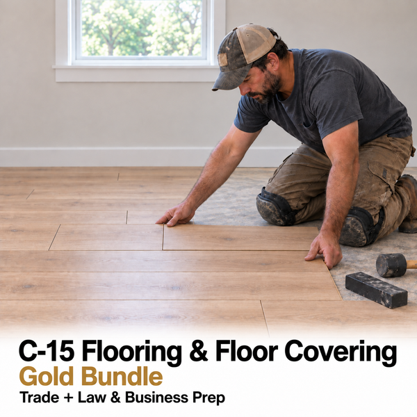 CSLB Flooring and Floor Covering (C-15): Study Guide and Online Practice Exam + Law and Business Study Guide and Online Practice Exam
