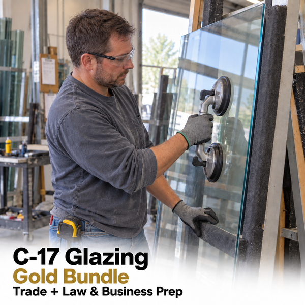 CSLB Glazing (C-17): Study Guide and Online Practice Exam + Law and Business Study Guide and Online Practice Exam