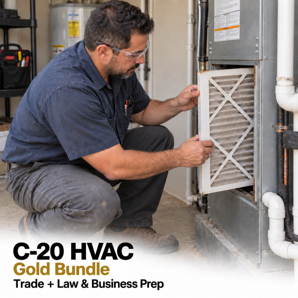 CSLB HVAC (C-20): Study Guide and Online Practice Exam + Law and Business Study Guide and Online Practice Exam