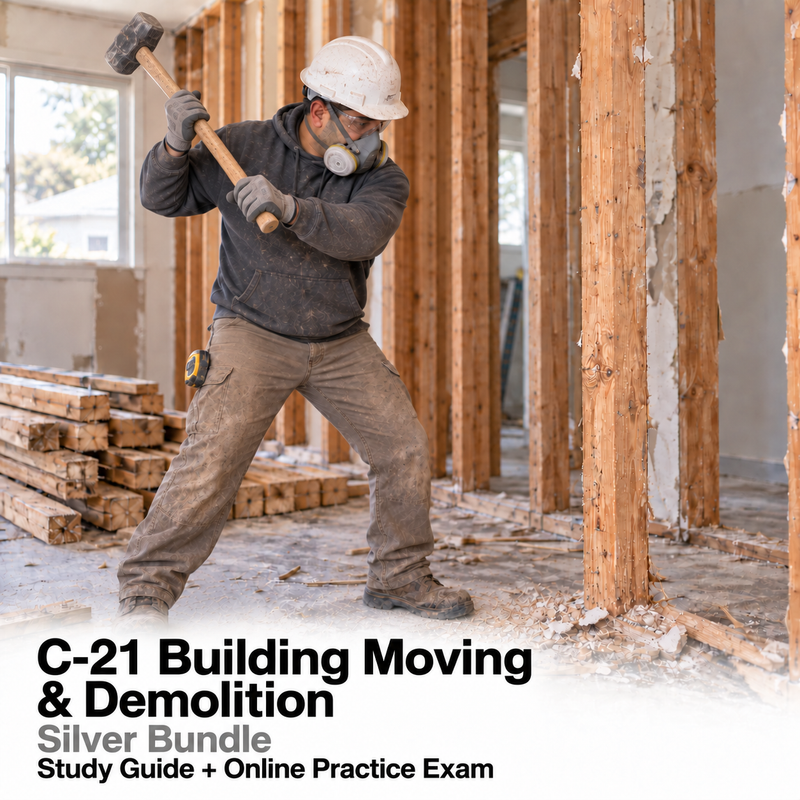 CSLB Building Moving and Demolition (C-21): Study Guide and Online Practice Exam cover