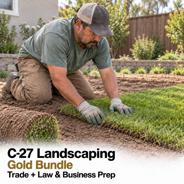 CSLB Landscaping (C-27): Study Guide and Online Practice Exam + Law and Business Study Guide and Online Practice Exam