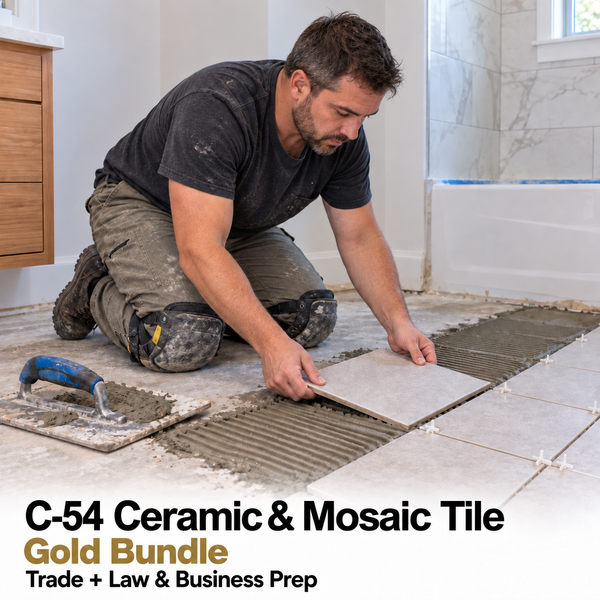 CSLB Ceramic and Mosaic Tile (C-54): Study Guide and Online Practice Exam + Law and Business Study Guide and Online Practice Exam