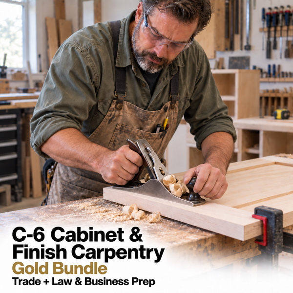 CSLB Cabinet, Millwork and Finish Carpentry (C-6): Study Guide and Online Practice Exam + Law and Business Study Guide and Online Practice Exam