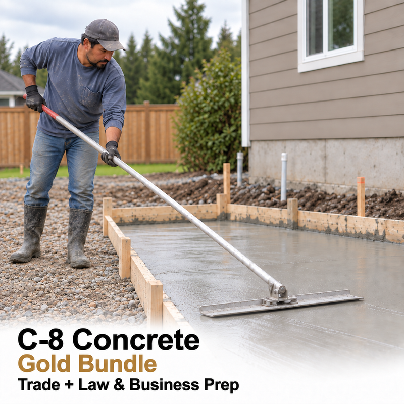 CSLB Concrete (C-8): Study Guide and Online Practice Exam + Law and Business Study Guide and Online Practice Exam cover